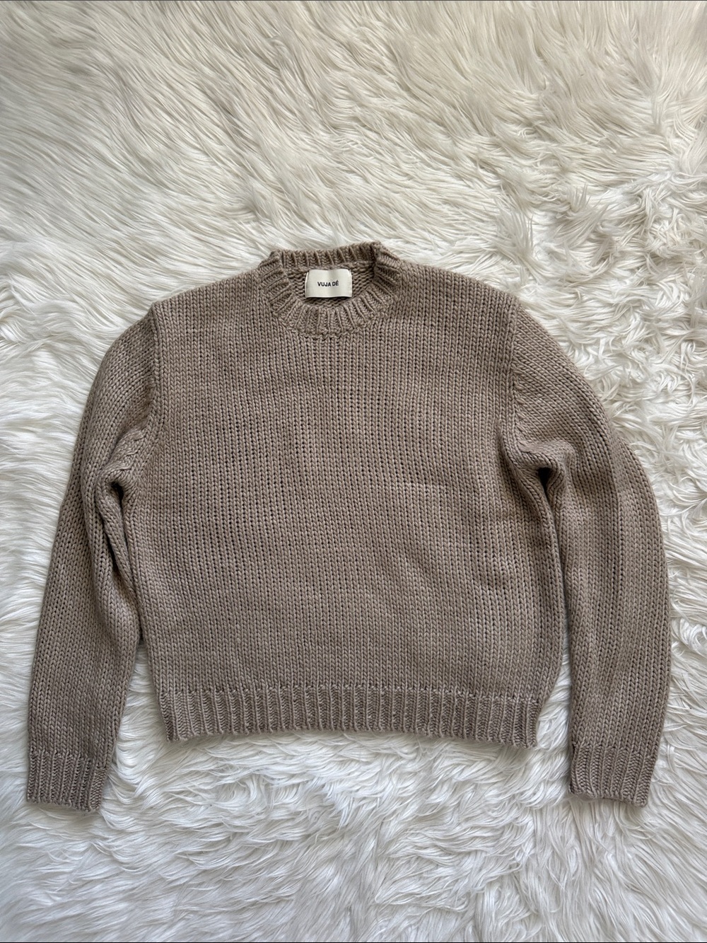 Vuja Dé Beige 100% Wool Knit Sweater Size M-L - Picture 2 of 11